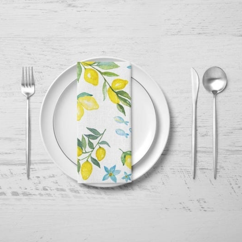 Lemon Tiles Print Dinner Napkin (set of 4)